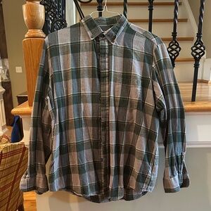 Club Room Forest Green and Gray Flannel Plaid Shirt